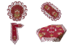 Lade das Bild in den Galerie-Viewer, Kerzen Weihnachtsdecke Tischläufer Tischdecke Mitteldecke Tischband gestickt Rot