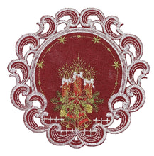 Lade das Bild in den Galerie-Viewer, Kerzen Weihnachtsdecke Tischläufer Tischdecke Mitteldecke Tischband gestickt Rot