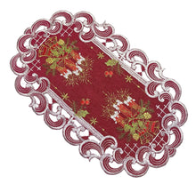 Lade das Bild in den Galerie-Viewer, Kerzen Weihnachtsdecke Tischläufer Tischdecke Mitteldecke Tischband gestickt Rot