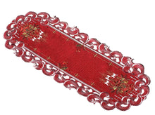 Lade das Bild in den Galerie-Viewer, Kerzen Weihnachtsdecke Tischläufer Tischdecke Mitteldecke Tischband gestickt Rot