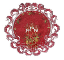 Lade das Bild in den Galerie-Viewer, Kerzen Weihnachtsdecke Tischläufer Tischdecke Mitteldecke Tischband gestickt Rot