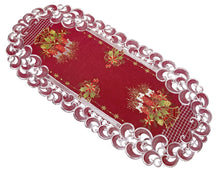 Lade das Bild in den Galerie-Viewer, Kerzen Weihnachtsdecke Tischläufer Tischdecke Mitteldecke Tischband gestickt Rot
