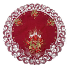 Lade das Bild in den Galerie-Viewer, Kerzen Weihnachtsdecke Tischläufer Tischdecke Mitteldecke Tischband gestickt Rot