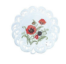 Lade das Bild in den Galerie-Viewer, Roter Klatschmohn Tischläufer Tischdecke Mitteldecke gestickt weiss