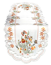 Lade das Bild in den Galerie-Viewer, Orange Tulpen und Schmetterlinge Tischläufer Tischdecke Mitteldecke gestickt