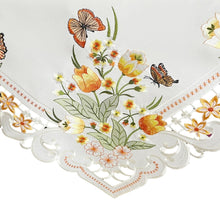 Lade das Bild in den Galerie-Viewer, Orange Tulpen und Schmetterlinge Tischläufer Tischdecke Mitteldecke gestickt