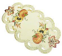 Lade das Bild in den Galerie-Viewer, Tischläufer Tischdecke Mitteldecke Deckchen gestickt Kürbis Sonnenblume Herbst