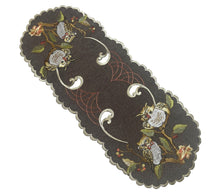 Lade das Bild in den Galerie-Viewer, Eulen Kastanie Herbst Tischläufer Tischdecke Mitteldecke Deckchen gestickt braun