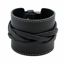 Lade das Bild in den Galerie-Viewer, Ravenclasp Breites Lederarmband mit Schnalle – verstellbar