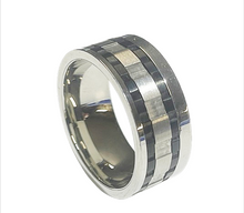 Lade das Bild in den Galerie-Viewer, Steel Motion Spinning Ring aus Edelstahl – Drehring mit schwarzem Streifen 10 mm