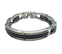Lade das Bild in den Galerie-Viewer, Steel Fusion Titan Edelstahl-Armband mit schwarzer Einlage – 21 cm – 11 mm breit