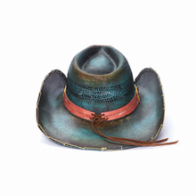 Lade das Bild in den Galerie-Viewer, Türkiser Cowboyhut Strohhut Westernhut Line Dance Western