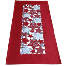 Lade das Bild in den Galerie-Viewer, Tischläufer Tischdecke Mitteldecke Tischband Weihnachtsdecke Sterne Rot Silber