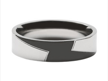 Lade das Bild in den Galerie-Viewer, Dual Edge Ring Bandring Partnerring schwarz silber Edelstahl 6 mm breit