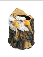 Lade das Bild in den Galerie-Viewer, Stifteköcher Baumstamm mit Wolf oder Adler Deko-Behälter Stiftehalter Vase