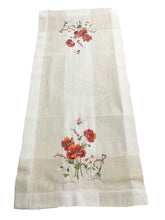 Lade das Bild in den Galerie-Viewer, Roter Klatschmohn gestickt Tischläufer Tischdecke Mitteldecke Beige Weiss