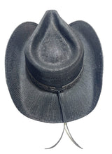 Lade das Bild in den Galerie-Viewer, Black Flower Western Cowboyhut Strohhut Schwarz mit Dekorativem Hutband