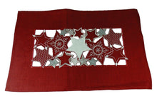 Lade das Bild in den Galerie-Viewer, Tischläufer Tischdecke Mitteldecke Tischband Weihnachtsdecke Sterne Rot Silber