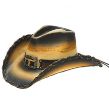 Lade das Bild in den Galerie-Viewer, Cowboyhut Strohhut Westernhut Line Dance Beige Braun Longhorn