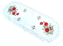 Lade das Bild in den Galerie-Viewer, Roter Klatschmohn Tischläufer Tischdecke Mitteldecke gestickt weiss