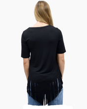 Lade das Bild in den Galerie-Viewer, Let There Be T-Shirt Westernshirt Westernwear Fransen Line Dance Western schwarz