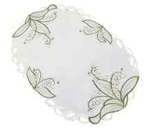 Lade das Bild in den Galerie-Viewer, Weiße Maiglöckchen Tischläufer Tischdecke Mitteldecke Deckchen gestickt