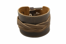 Lade das Bild in den Galerie-Viewer, Ravenclasp Breites Lederarmband mit Schnalle – verstellbar