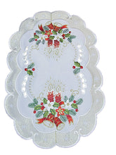 Lade das Bild in den Galerie-Viewer, Creme Gold farbene Weihnachtsdecke Tischläufer Tischdecke Mitteldecke Tischband