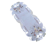 Lade das Bild in den Galerie-Viewer, Osterhasen silber / grau Tischläufer Tischdecke Mitteldecke Deckchen gestickt