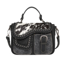 Lade das Bild in den Galerie-Viewer, Kufelia Handtasche Schultertasche Westerntasche Kuhfell Nieten Flechtung