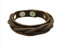 Lade das Bild in den Galerie-Viewer, Nordic Weave Lederarmband geflochten, verstellbar – 1,5 cm breit