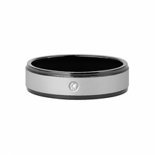 Lade das Bild in den Galerie-Viewer, Fine Diamond Ring Bandring Partnerring mit Zirkon mit aus Edelstahl, 6 mm breit