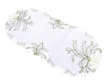 Lade das Bild in den Galerie-Viewer, Weiße Maiglöckchen Tischläufer Tischdecke Mitteldecke Deckchen gestickt