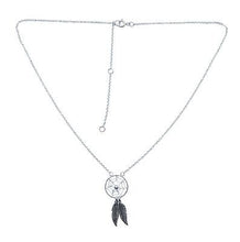 Lade das Bild in den Galerie-Viewer, Kette Collier massiv 925er Sterling Silber mit Anhänger Traumfänger Lä einstellb