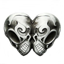Lade das Bild in den Galerie-Viewer, Gürtelschnalle Buckle Gürtelschließe Doppel Skull, Totenkopf, Biker, Rocker