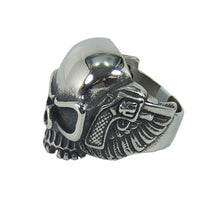 Lade das Bild in den Galerie-Viewer, Ring Fingerring Edelstahl Totenkopf Skull Colt Engelsflügel Biker Rocker