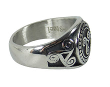 Lade das Bild in den Galerie-Viewer, Ring Fingerring Edelstahl Triskele Siegelring Odin Biker Rocker