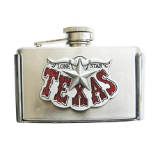 Lade das Bild in den Galerie-Viewer, Gürtelschnalle Buckle Gürtelschliesse m. Taschenflasche Flachmann Texas Longhorn