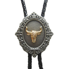 Lade das Bild in den Galerie-Viewer, Bolo Tie Westernkrawatte Longhorn Goldauflage Line Dance