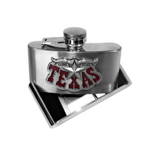 Lade das Bild in den Galerie-Viewer, Gürtelschnalle Buckle Gürtelschliesse m. Taschenflasche Flachmann Texas Longhorn