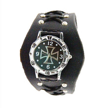 Lade das Bild in den Galerie-Viewer, Armbanduhr Bikeruhr Lederarmband Totenkopf Skull Nieten