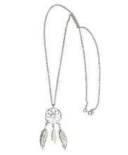 Lade das Bild in den Galerie-Viewer, Kette Collier massiv 925er Sterling Silber mit Anhänger Traumfänger 3 Federn