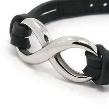 Lade das Bild in den Galerie-Viewer, Echt Lederarmband Biker mit Unendlichkeit aus Edelstahl schwarz