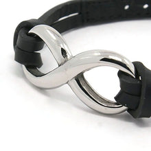 Lade das Bild in den Galerie-Viewer, Echt Lederarmband Biker mit Unendlichkeit aus Edelstahl schwarz