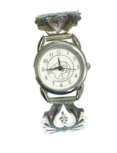 Lade das Bild in den Galerie-Viewer, Thunderbird Damen Armband Uhr Quartz 925 Silber & Edelstahl Türkis Navajo