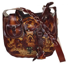 Lade das Bild in den Galerie-Viewer, Tasche Handtasche Schultertasche Westerntasche Sattel 100% Leder