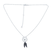 Lade das Bild in den Galerie-Viewer, Kette Collier massiv 925er Sterling Silber mit Anhänger Traumfänger Lä einstellb