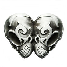 Lade das Bild in den Galerie-Viewer, Gürtelschnalle Buckle Gürtelschließe Doppel Skull, Totenkopf, Biker, Rocker