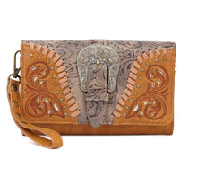 Lade das Bild in den Galerie-Viewer, Clutch Handtasche Schultertasche Westerntasche Montana West mit Buckle, Nieten