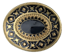 Lade das Bild in den Galerie-Viewer, Buckle Gürtelschnalle Gürtelschließe Western Ornament Scharz/Gold Westernbuckle